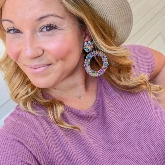 NWT Stella & Dot Oh Ya Sequins Pastel Earrings - Picture 4 of 4